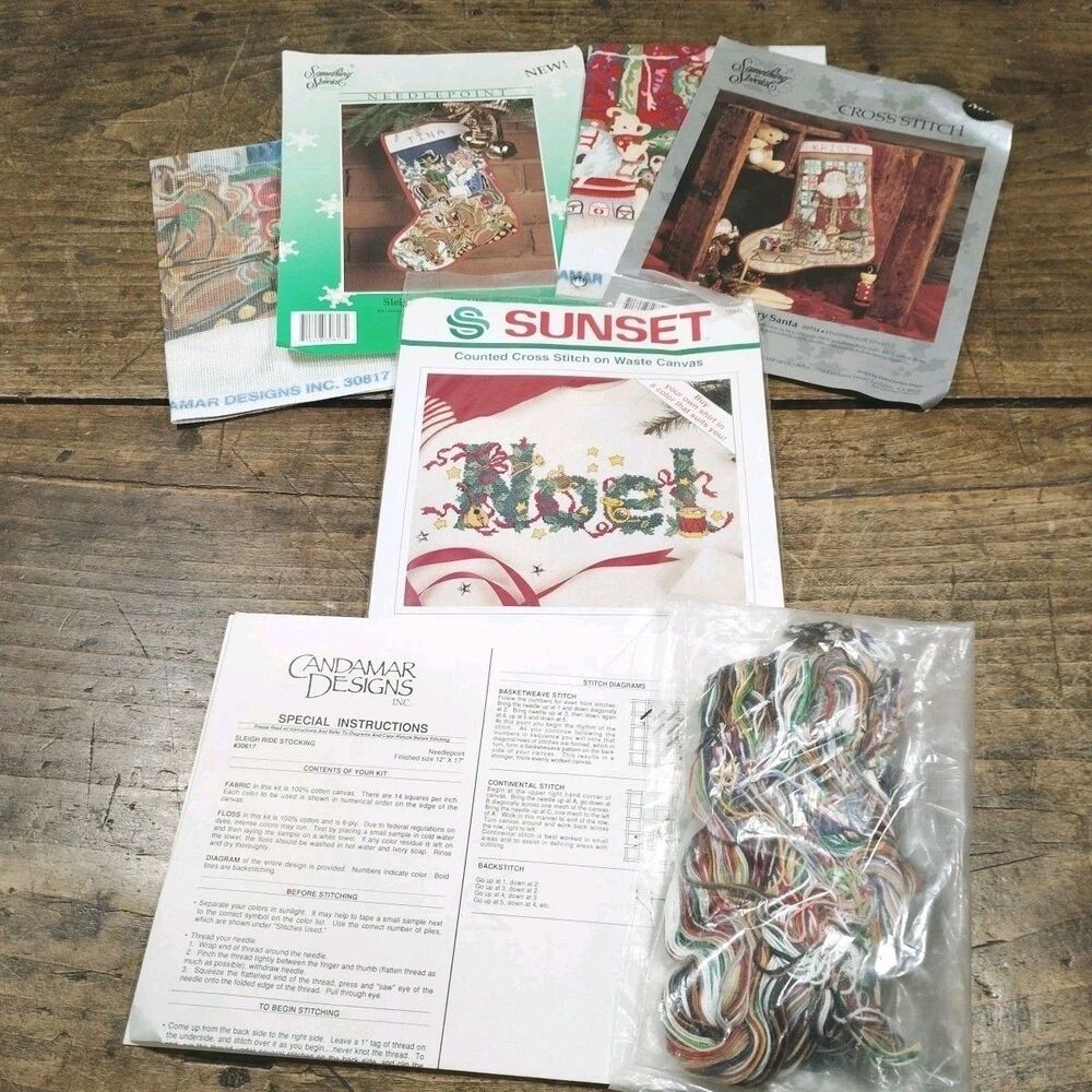 Sunset Cross Stitch Kit Stocking Christmas Needlepoint Unworked Noel for Shirt
